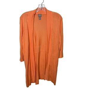 Chico’s‎ Size 2 (L) Orange Lightweight Open Front Cardigan Long Sleeve Rayon
